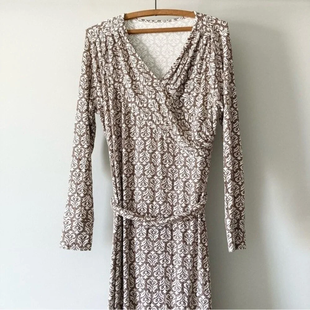 Soft Surroundings Maxi Midi Dress Long Sleeves Jersey Front Wrap size‎ MP